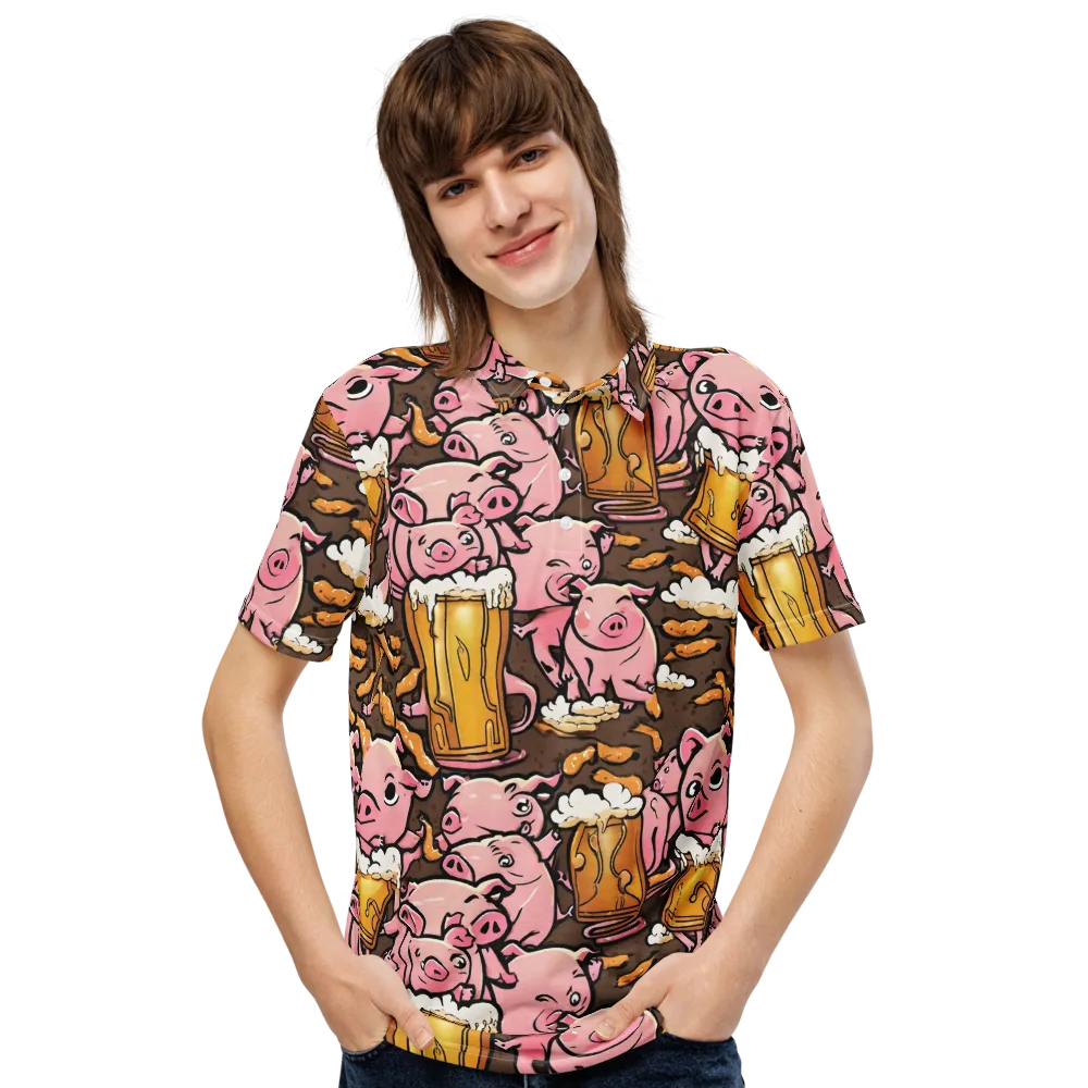 Pigtail Pilsner on Men's Slim Fit Polo Shirt — Front