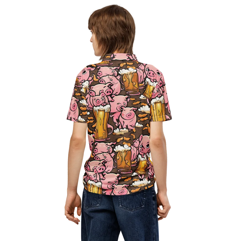 Pigtail Pilsner on Men's Slim Fit Polo Shirt — Back