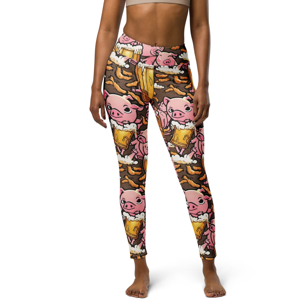 Pigtail Pilsner on Yoga Leggings — Front