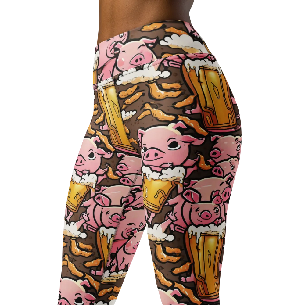Pigtail Pilsner on Yoga Leggings — Left Front