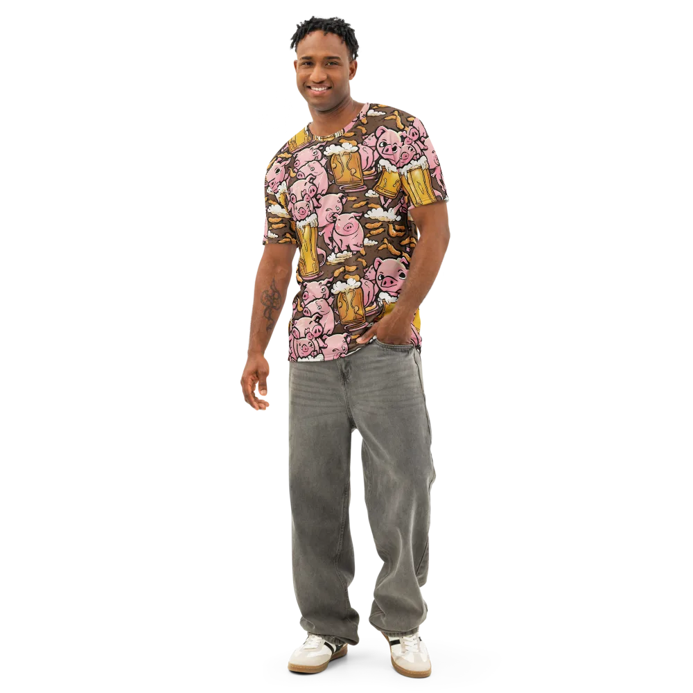 Pigtail Pilsner on Men's Cotton Crew Neck T-Shirt — Front