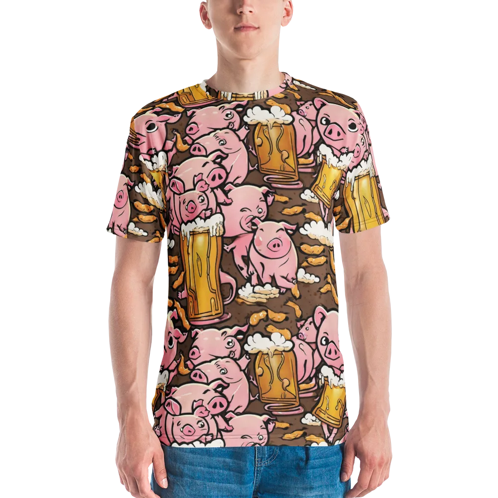Pigtail Pilsner on Men's Crew Neck T-Shirt — Front