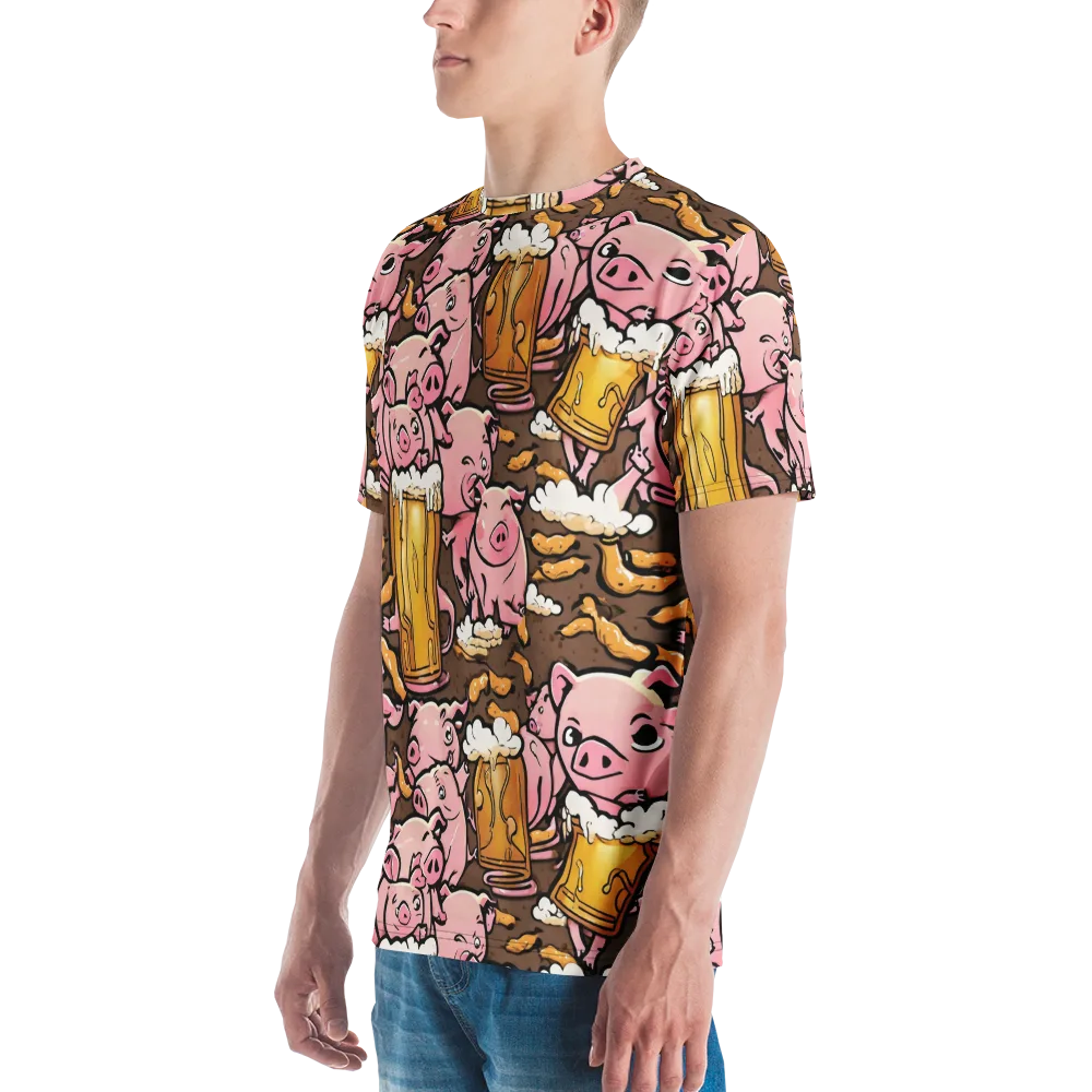 Pigtail Pilsner on Men's Crew Neck T-Shirt — Left