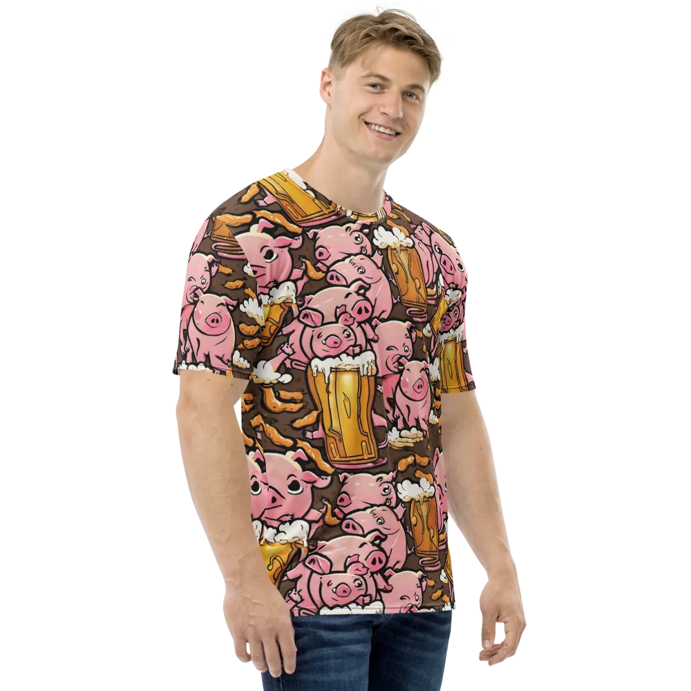 Pigtail Pilsner on Men's Crew Neck T-Shirt — Right
