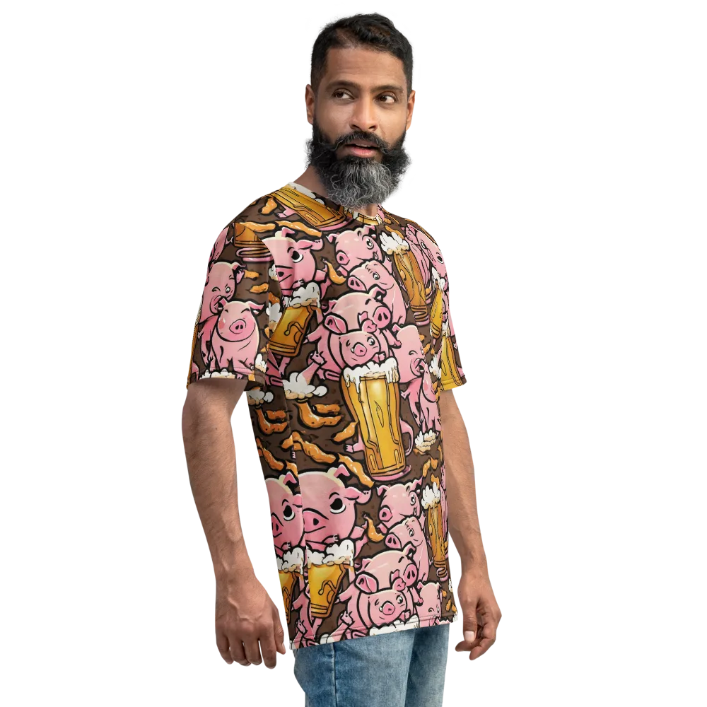 Pigtail Pilsner on Men's Crew Neck T-Shirt — Right