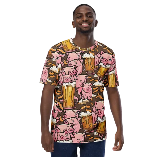 Pigtail Pilsner on a Men's Crew Neck T-Shirt