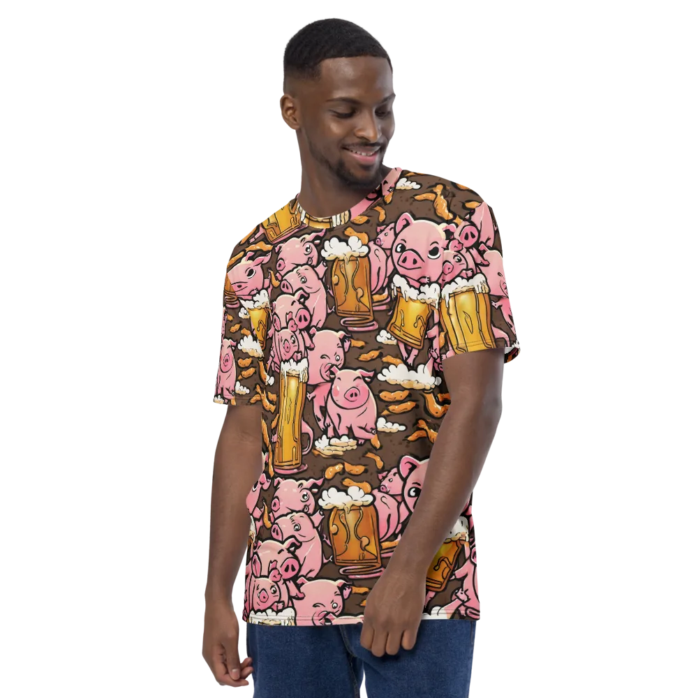 Pigtail Pilsner on Men's Crew Neck T-Shirt — Left