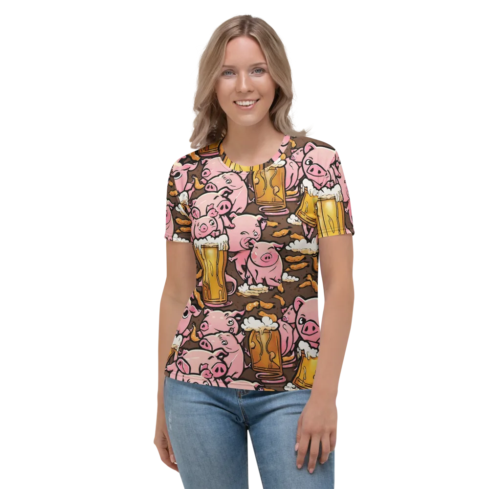 Pigtail Pilsner on Women's Crew Neck T-Shirt — Front