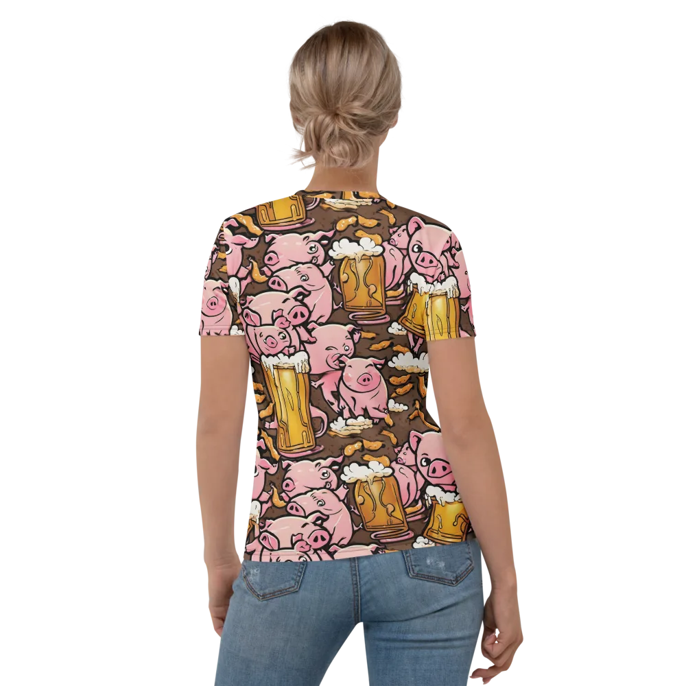 Pigtail Pilsner on Women's Crew Neck T-Shirt — Back