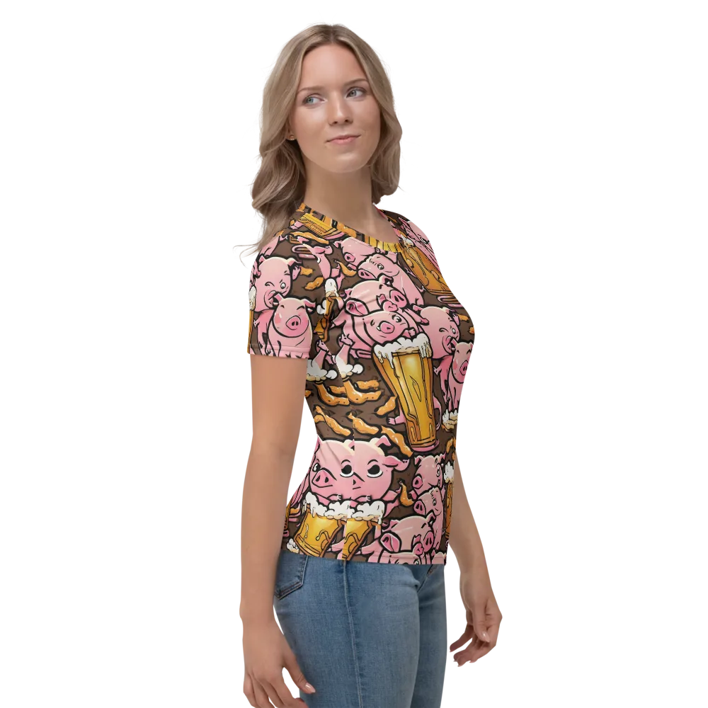 Pigtail Pilsner on Women's Crew Neck T-Shirt — Right