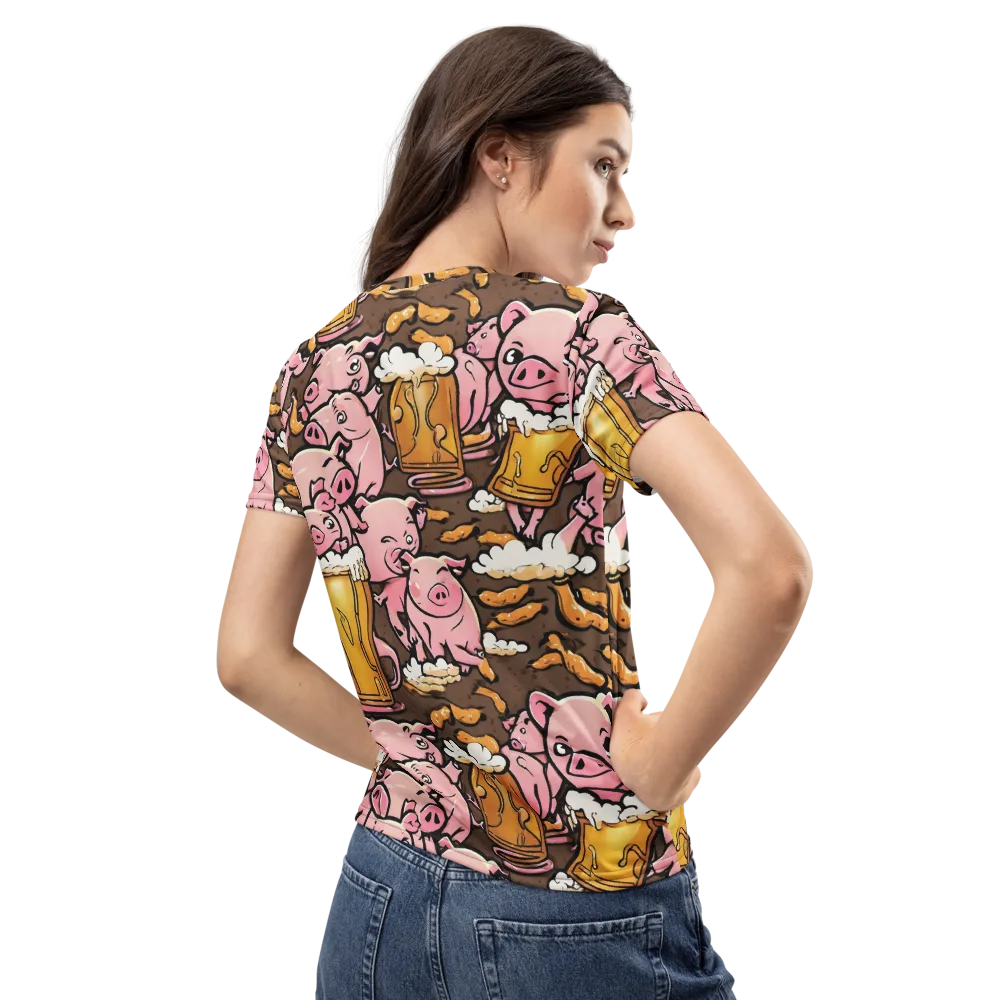 Pigtail Pilsner on Women's Crew Neck T-Shirt — Back