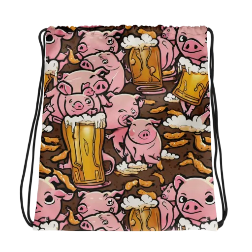 Pigtail Pilsner on a Drawstring Bag