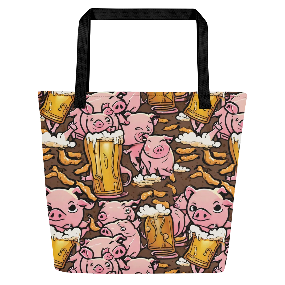 Pigtail Pilsner on Large Tote Bag W/ Pocket — Front