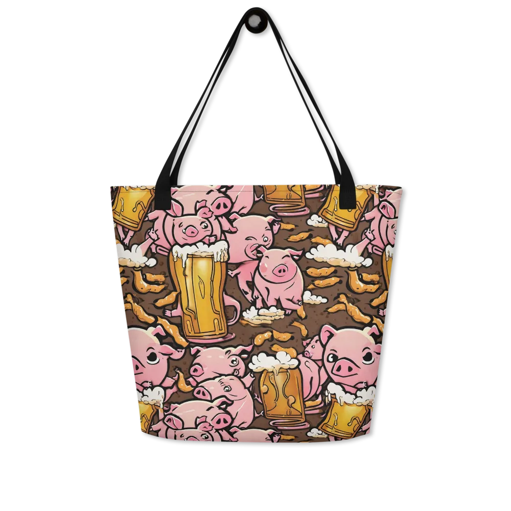 Pigtail Pilsner on Large Tote Bag W/ Pocket — Front