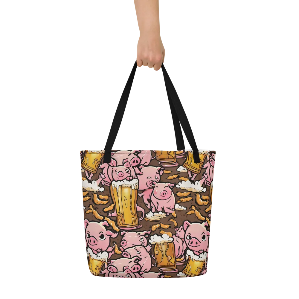 Pigtail Pilsner on Large Tote Bag W/ Pocket — Front