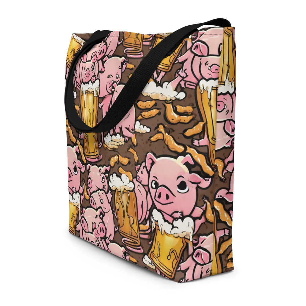 Pigtail Pilsner on Large Tote Bag W/ Pocket — Front