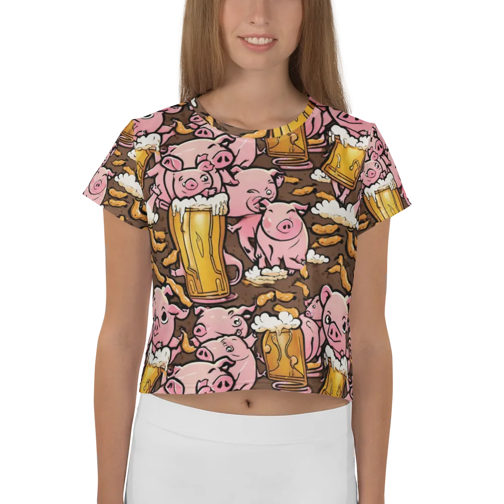 Pigtail Pilsner on Crop Tee — Front