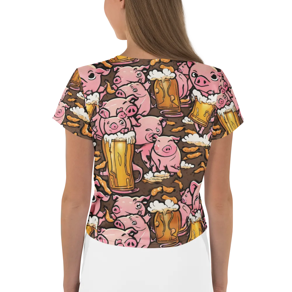 Pigtail Pilsner on Crop Tee — Back