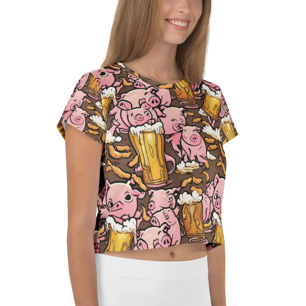Pigtail Pilsner on Crop Tee — Right
