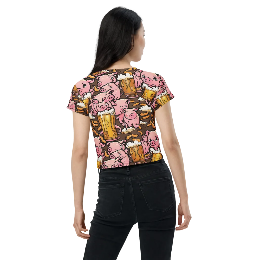 Pigtail Pilsner on Crop Tee — Back
