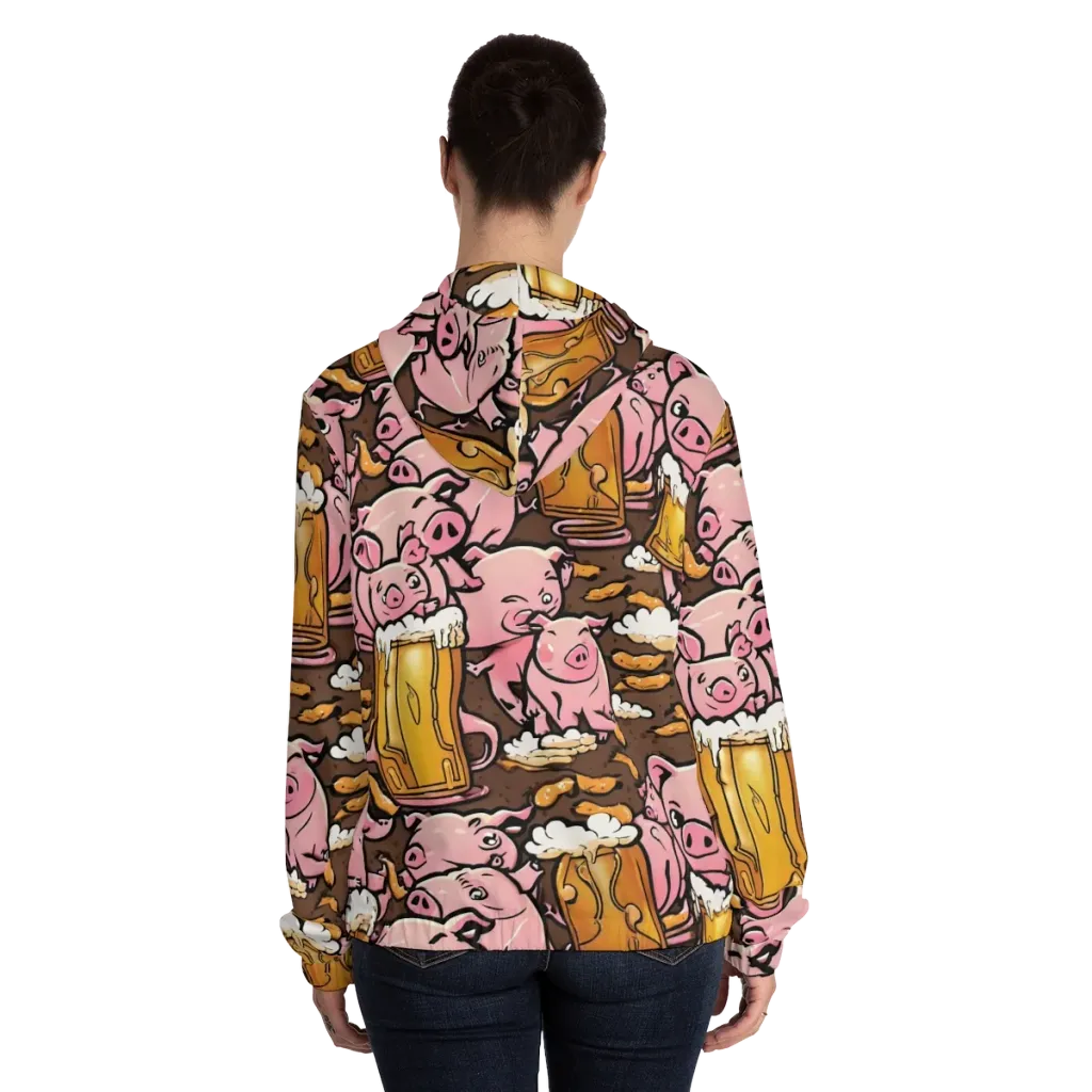 Pigtail Pilsner on Women's Full-Zip Hoodie — Back On Person
