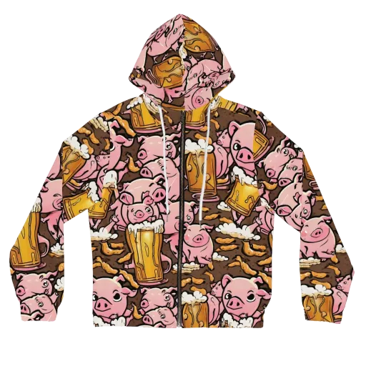 Pigtail Pilsner on a Women's Full-Zip Hoodie