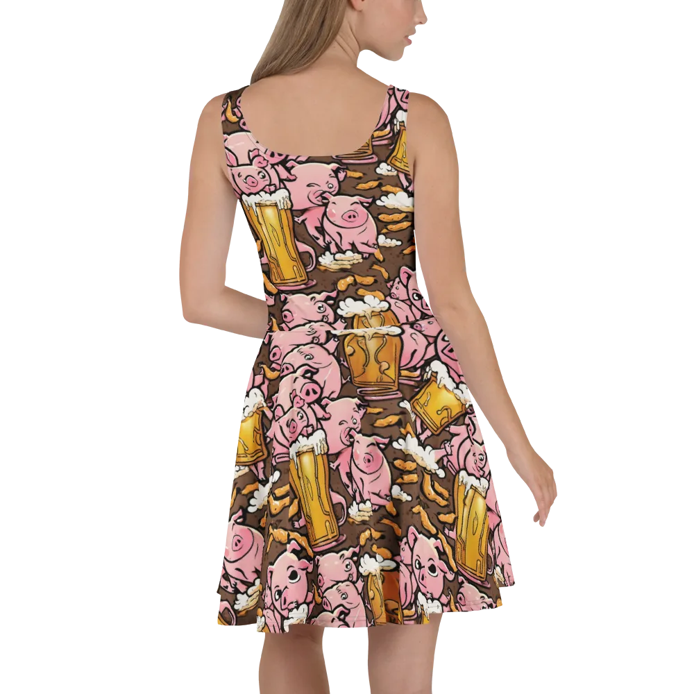 Pigtail Pilsner on Skater Dress — Back