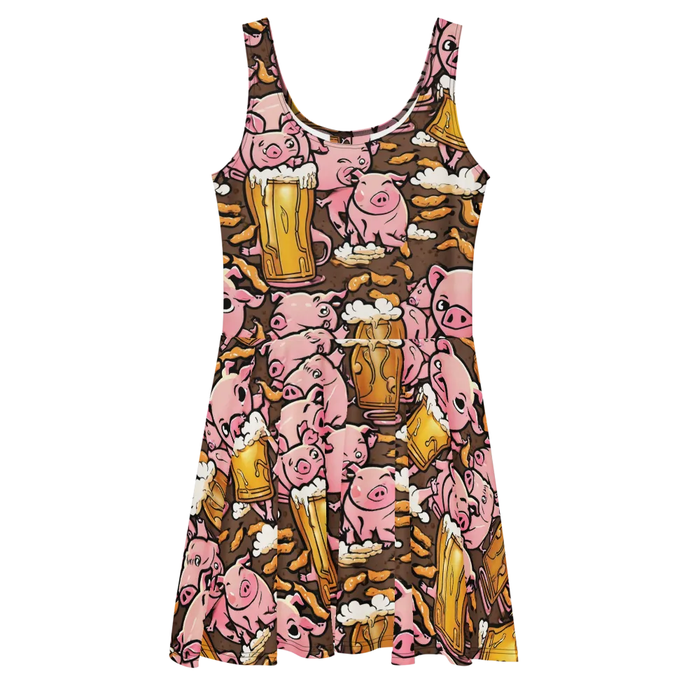 Pigtail Pilsner on Skater Dress — Front