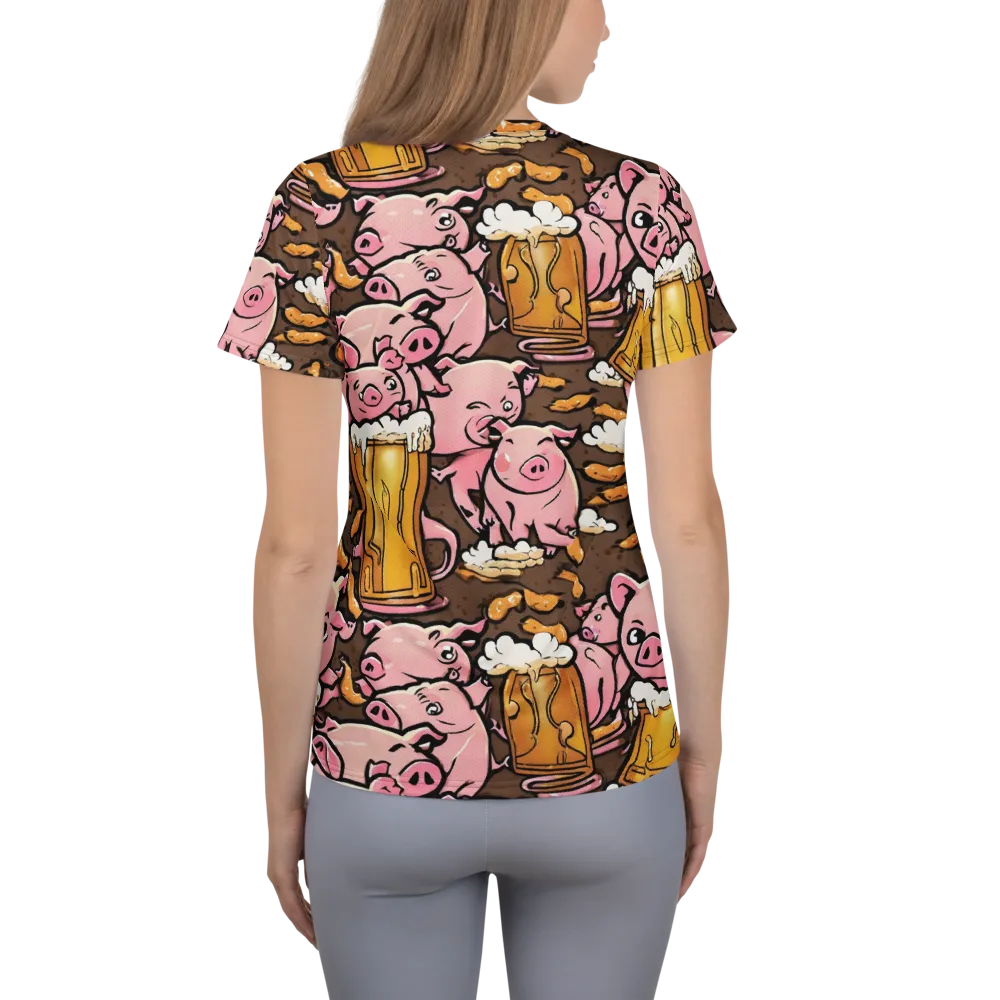 Pigtail Pilsner on Women's Athletic T-Shirt — Back