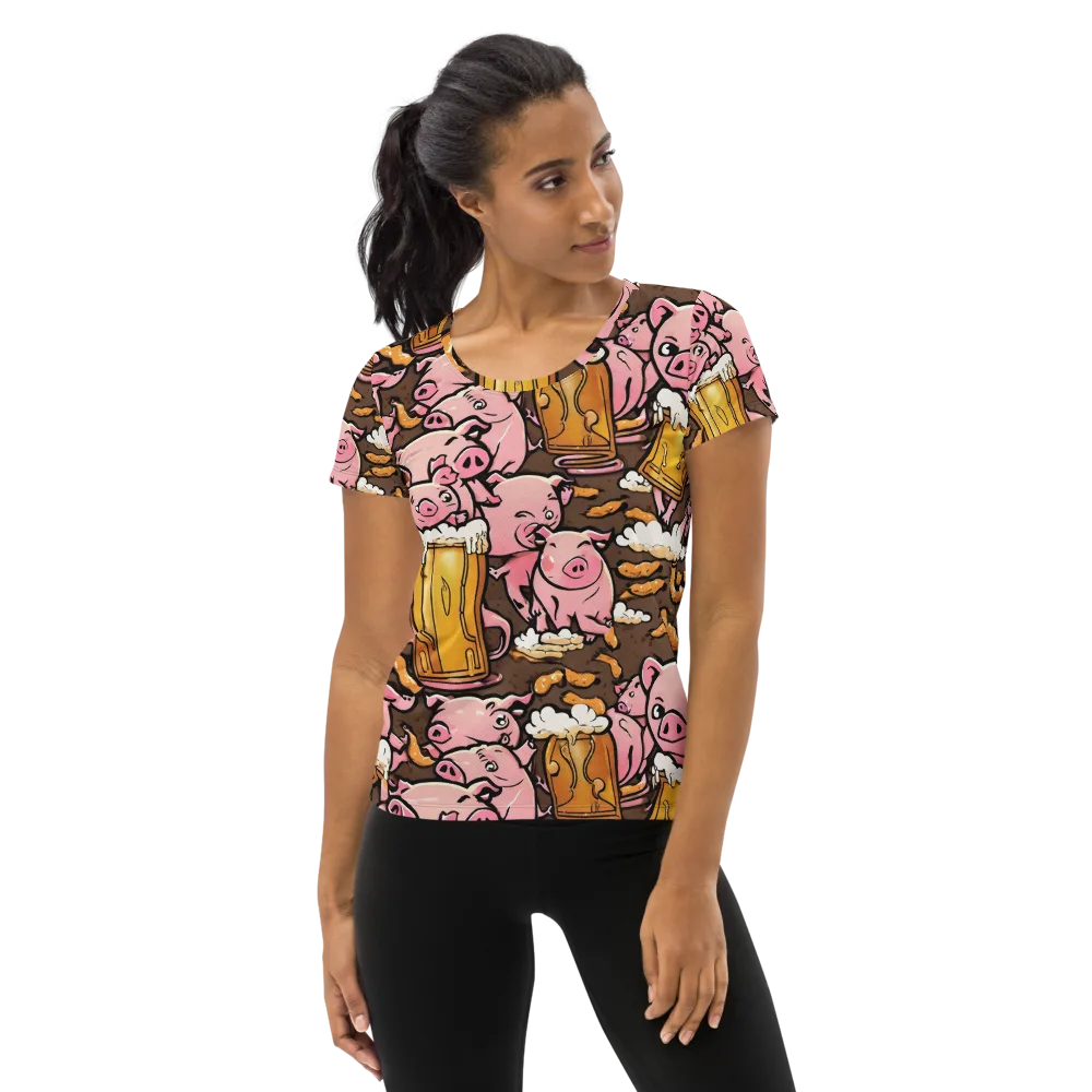 Pigtail Pilsner on Women's Athletic T-Shirt — Front