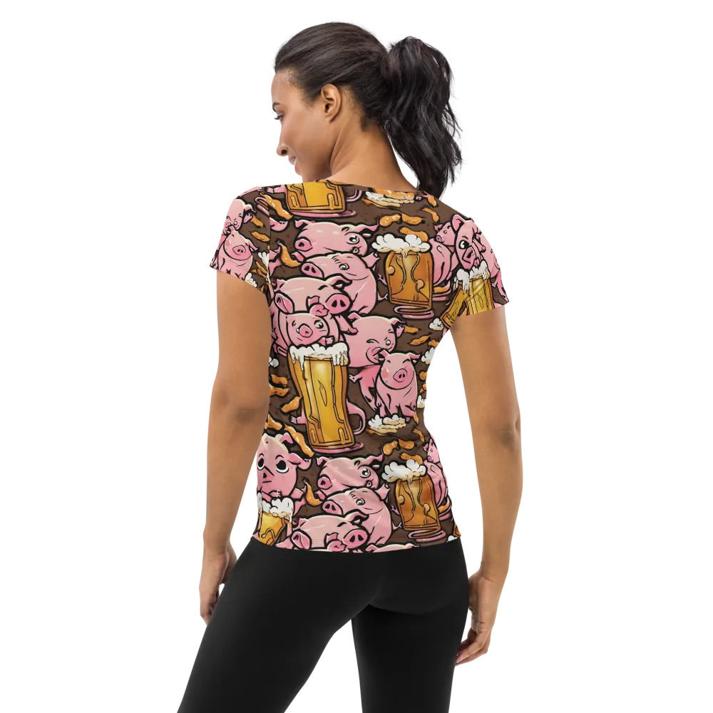 Pigtail Pilsner on Women's Athletic T-Shirt — Back