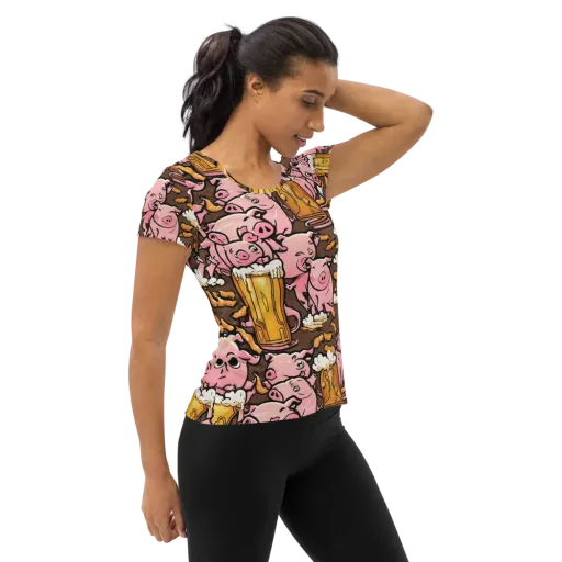 Pigtail Pilsner on a Women's Athletic T-Shirt