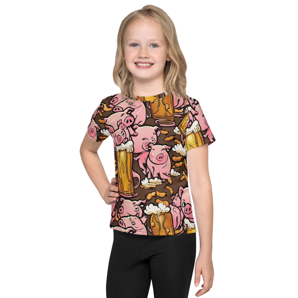 Pigtail Pilsner on Kids Crew Neck T-Shirt — Front