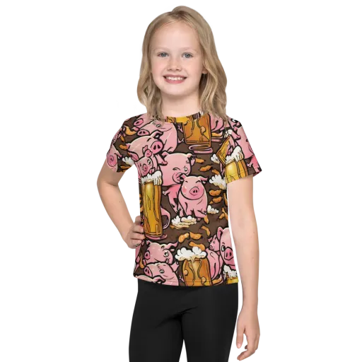Pigtail Pilsner on a Kids Crew Neck T-Shirt