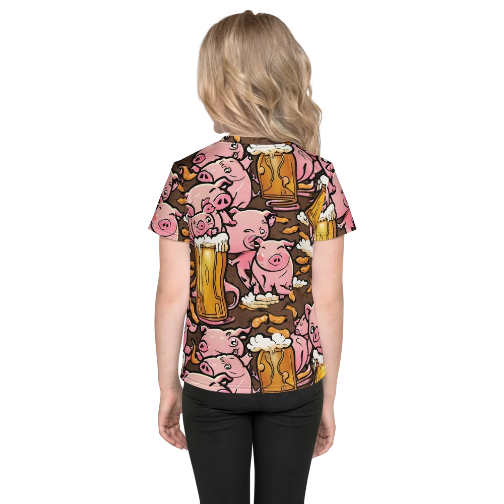Pigtail Pilsner on Kids Crew Neck T-Shirt — Back