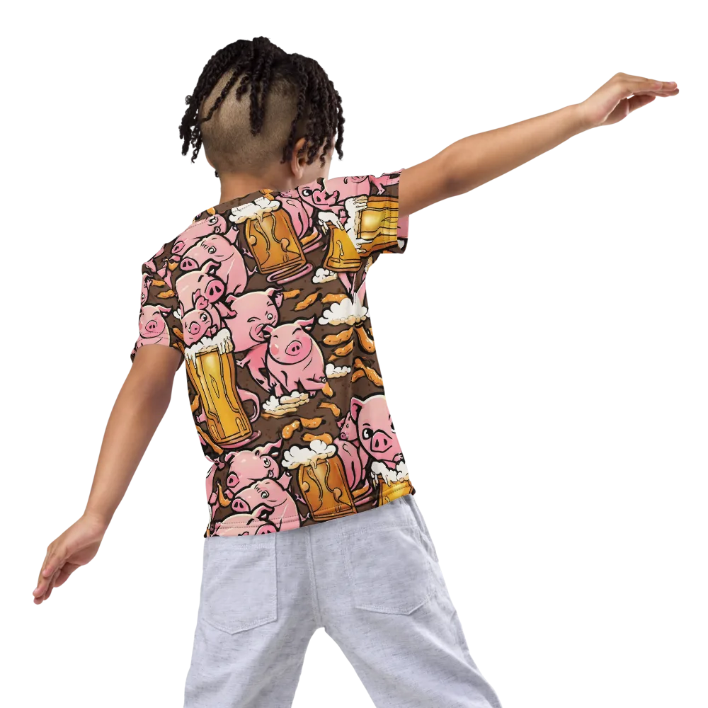 Pigtail Pilsner on Kids Crew Neck T-Shirt — Back
