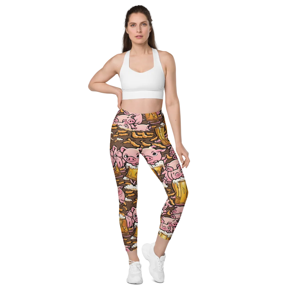 Pigtail Pilsner on Leggings with Pockets — Front