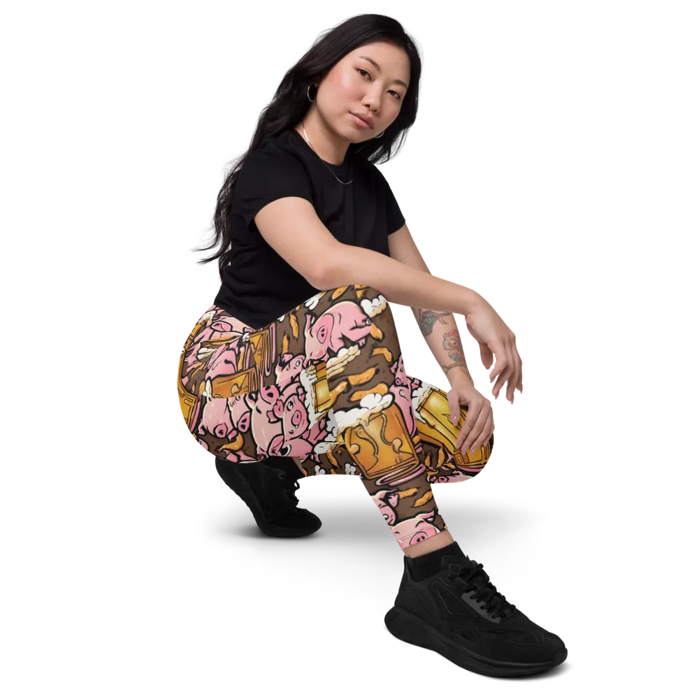 Pigtail Pilsner on Leggings with Pockets — Right Front