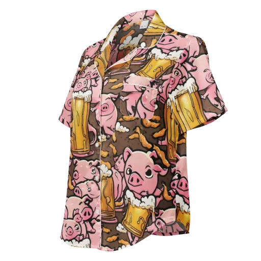 Pigtail Pilsner on a Women's Short Sleeve Pajama Top