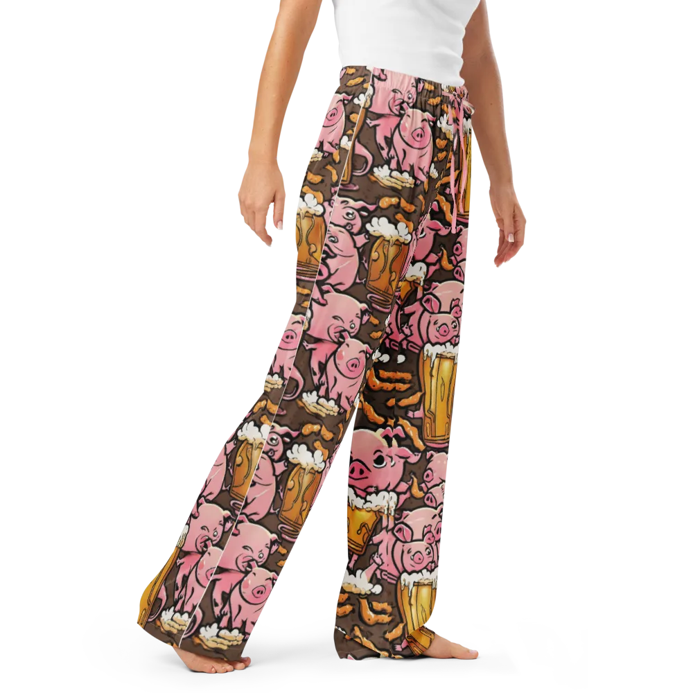 Pigtail Pilsner on Women's Pajama Pants — Right Front