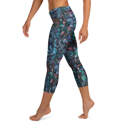 Cybernetic Jungle on a Capri Leggings