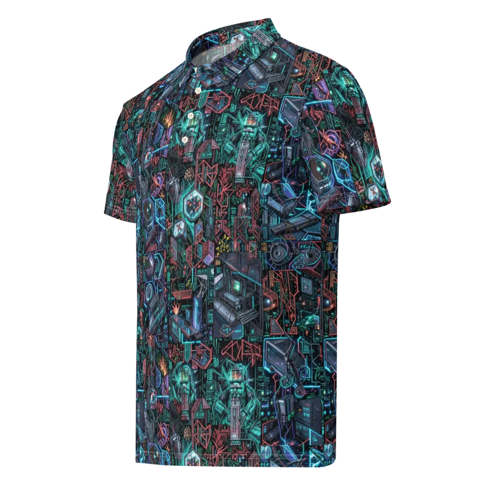 Cybernetic Jungle on Men's Slim Fit Polo Shirt — Left Front