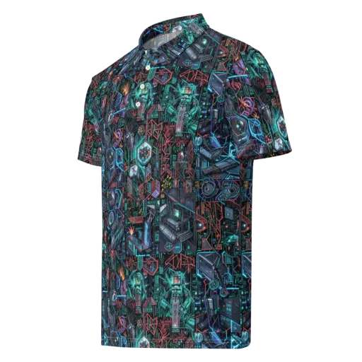 Cybernetic Jungle on a Men's Slim Fit Polo Shirt