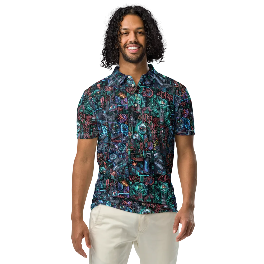 Cybernetic Jungle on Men's Slim Fit Polo Shirt — Front