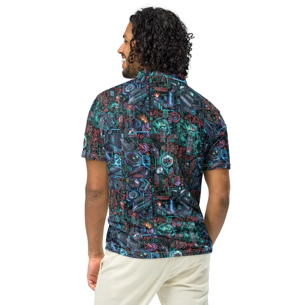 Cybernetic Jungle on Men's Slim Fit Polo Shirt — Back