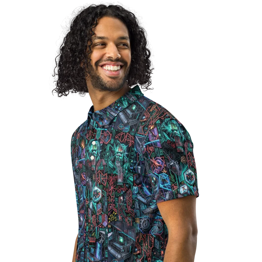 Cybernetic Jungle on Men's Slim Fit Polo Shirt — Left Front
