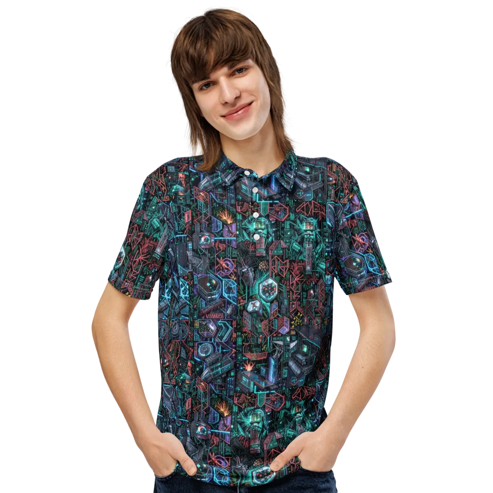 Cybernetic Jungle on Men's Slim Fit Polo Shirt — Front