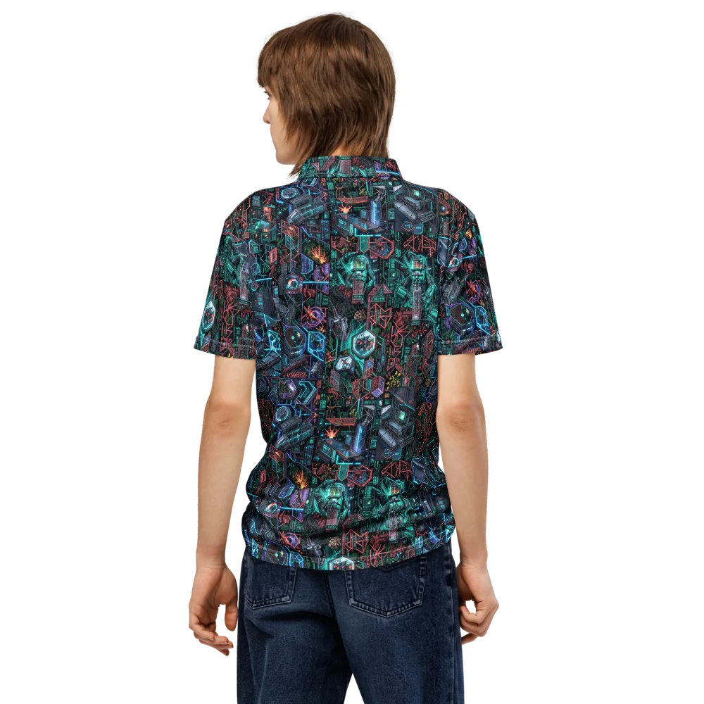 Cybernetic Jungle on Men's Slim Fit Polo Shirt — Back
