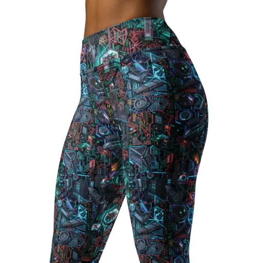 Cybernetic Jungle on a Yoga Leggings