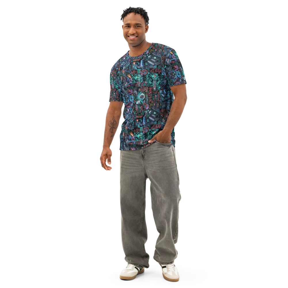 Cybernetic Jungle on Men's Cotton Crew Neck T-Shirt — Front